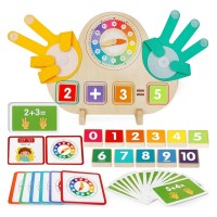 Juego Didáctico de Madera: Reloj y Sumas con Dedos (Alarm Clock Finger Game)