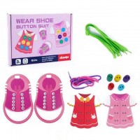 Set de Enhebrar Montessori para Nenas: Vestido de Botones y Zapatilla con Cordones (Edad 3+)