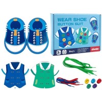 Set de Enhebrar Montessori para Nenes: Vestido de Botones y Zapatilla con Cordones (Edad 3+)