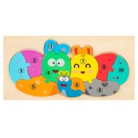Rompecabezas de Madera Familia de Animales Numérico - 10 Piezas (15x30 cm) - Juguetes Didácticos x Mayor